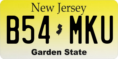NJ license plate B54MKU