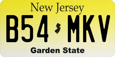 NJ license plate B54MKV
