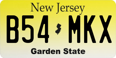 NJ license plate B54MKX