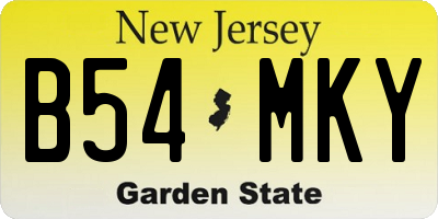 NJ license plate B54MKY