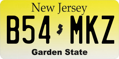 NJ license plate B54MKZ