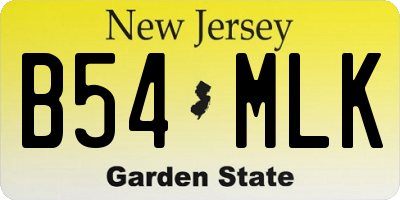NJ license plate B54MLK