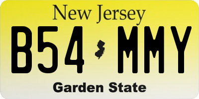 NJ license plate B54MMY