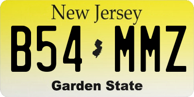 NJ license plate B54MMZ