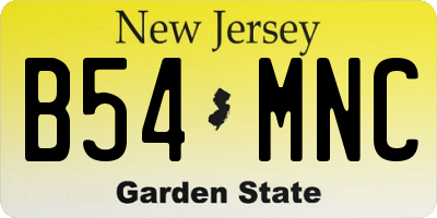 NJ license plate B54MNC