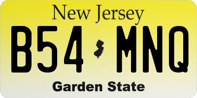 NJ license plate B54MNQ