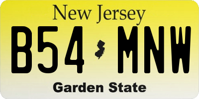 NJ license plate B54MNW