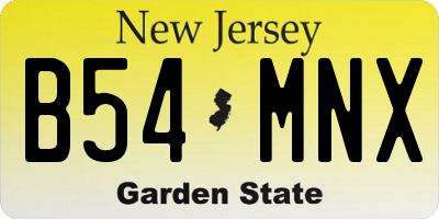 NJ license plate B54MNX