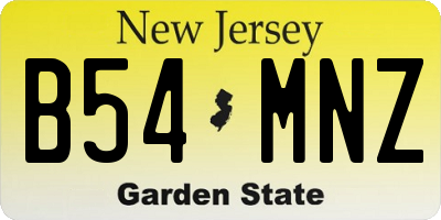 NJ license plate B54MNZ