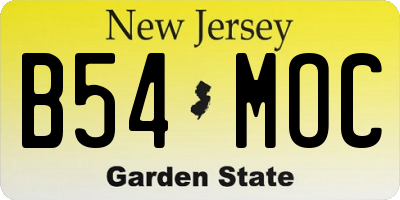 NJ license plate B54MOC