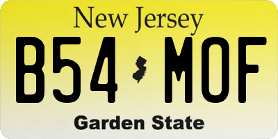 NJ license plate B54MOF