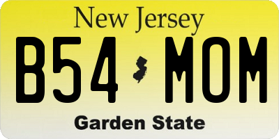 NJ license plate B54MOM