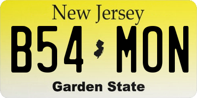 NJ license plate B54MON