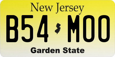 NJ license plate B54MOO