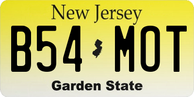 NJ license plate B54MOT