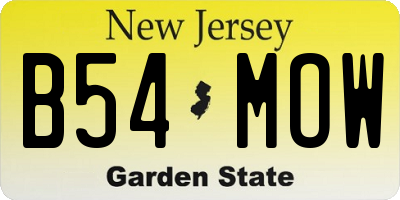 NJ license plate B54MOW