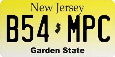 NJ license plate B54MPC