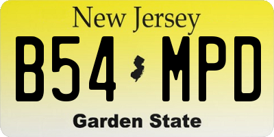 NJ license plate B54MPD
