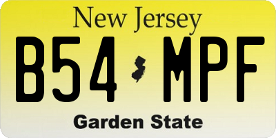 NJ license plate B54MPF
