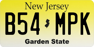 NJ license plate B54MPK