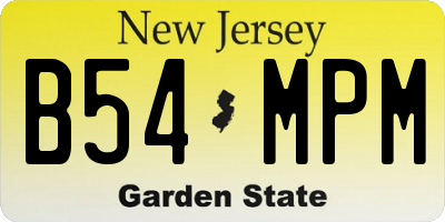 NJ license plate B54MPM