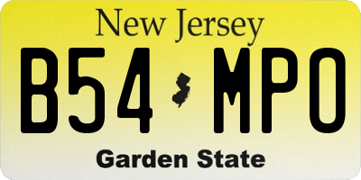 NJ license plate B54MPO