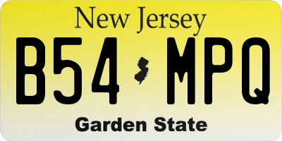 NJ license plate B54MPQ
