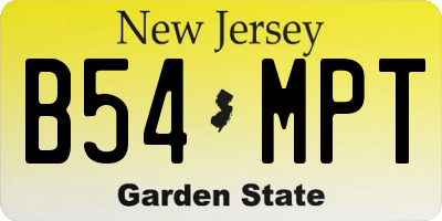 NJ license plate B54MPT