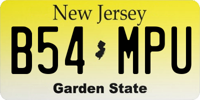 NJ license plate B54MPU