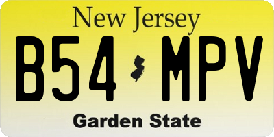 NJ license plate B54MPV
