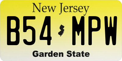 NJ license plate B54MPW