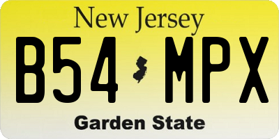 NJ license plate B54MPX