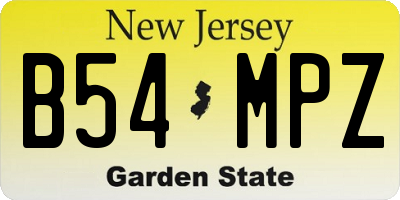 NJ license plate B54MPZ