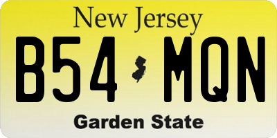 NJ license plate B54MQN