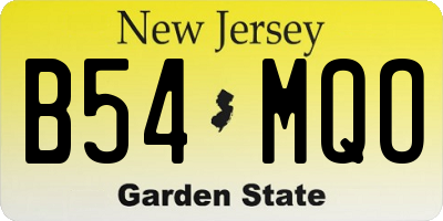 NJ license plate B54MQO