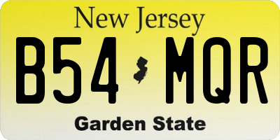 NJ license plate B54MQR