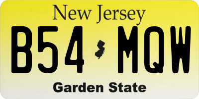NJ license plate B54MQW