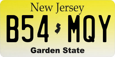 NJ license plate B54MQY