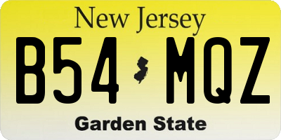 NJ license plate B54MQZ