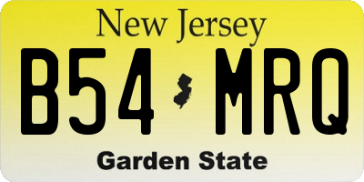NJ license plate B54MRQ