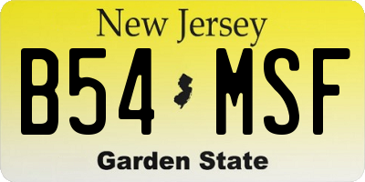 NJ license plate B54MSF