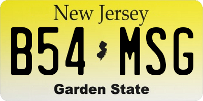 NJ license plate B54MSG