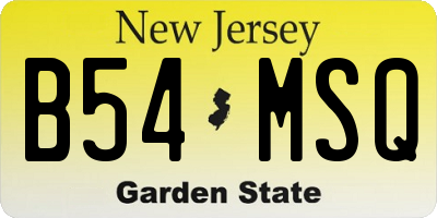 NJ license plate B54MSQ