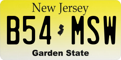 NJ license plate B54MSW