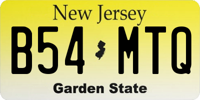 NJ license plate B54MTQ