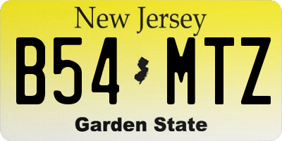 NJ license plate B54MTZ