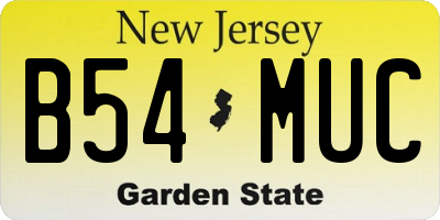 NJ license plate B54MUC