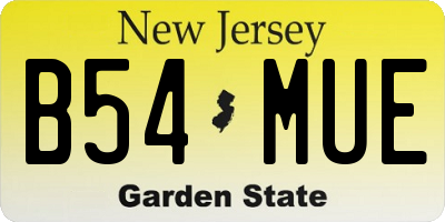 NJ license plate B54MUE