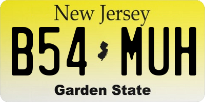 NJ license plate B54MUH