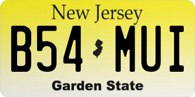 NJ license plate B54MUI